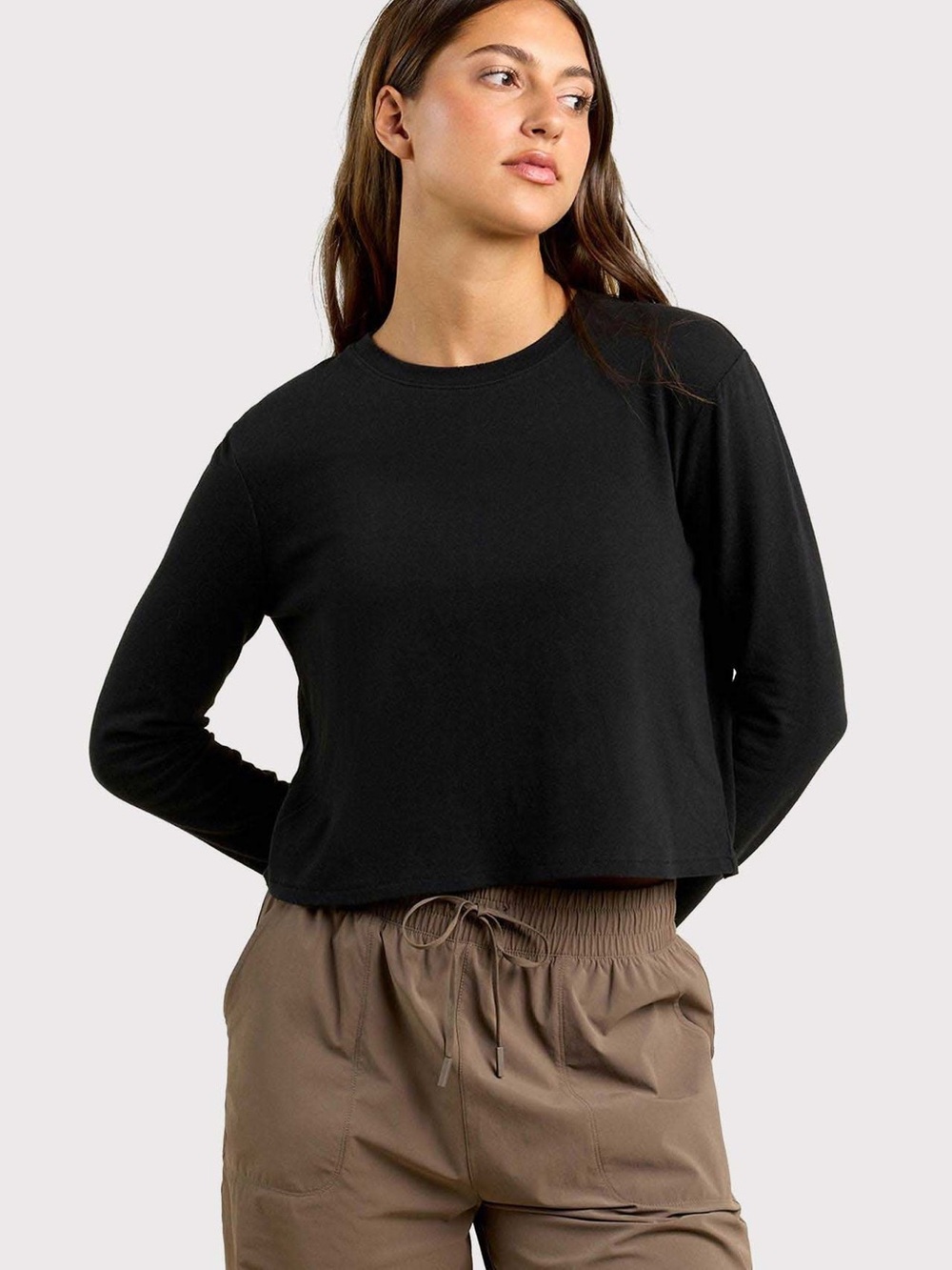 nuuds Black Long Sleeve Cropped Tee Size Medium